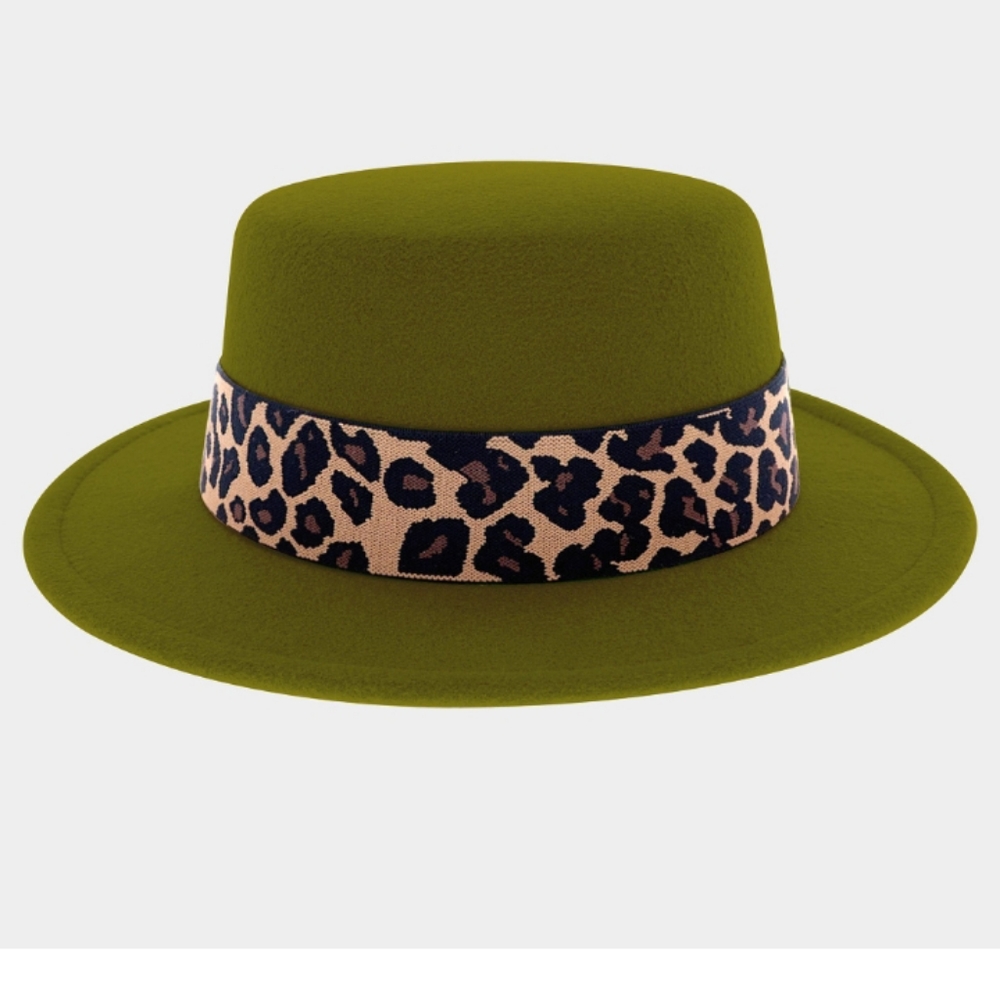 Olive Green Leopard Band Women's Hat